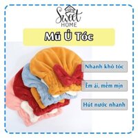 Combo 4 Mũ Ủ Tóc(4 màu)- Họa Tiết Nơ Đáng Yêu- Hút Ẩm Nhanh- Mau Khô Tóc Khăn Tắm Nhà Tắm