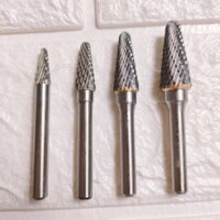 Combo 4 mũi mài hợp kim hình chóp cụt LX 6-12mm/ đầu mài, mũi doa hợp kim vonfram, phay, điêu khắc gỗ, nhôm, đồng, hợp k