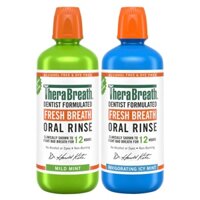 COMBO 4 NƯỚC SÚC MIỆNG THERABREATH USA HƠI THỞ THƠM MÁT, NGỪA SÂU RĂNG CHAI 473ML