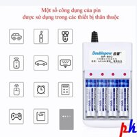Combo 4 pin AA kèm sạc hãng Doublepow giá siêu tốt, bảo hành 1 tháng Pin mic không dây, camera, pin điều khiển