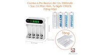 Combo 4 Pin Beston AA 1.2v 3300mAh Sạc Có Màn Hình, Tự Ngắt C9023L (Tặng Hộp)