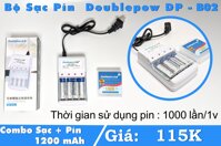 Combo 4 pin sạc AA 1200mAh và bộ sạc DP-B02 thương hiệu Doublepow cao cấp