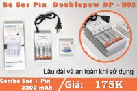 Combo 4 pin sạc AA 3200mAh và bộ sạc DP-B02 thương hiệu Doublepow cao cấp