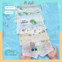Combo 4 quần lót bé trai sịp trẻ em nam lụa băng mát lạnh quần chip bé trai co giãn tốt thông hơi thoáng khí QL03