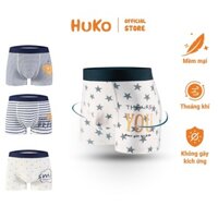 Combo 4 quần sịp bé trai Huko HQS02 size đại từ 1-12 tuổi, vải thun cotton co giãn thông thoáng
