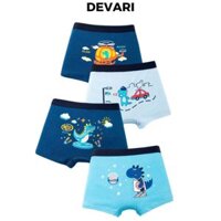 COMBO 4 Quần sịp đùi bé trai chất cotton mát mẻ họa tiết khủng long ngộ nghĩnh cute L1018 DEVARI
