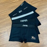 Combo 4 quần sịp đùi Boxer nam Full Đen mix nhiều cạp, quần xì nam chất thun lạnh co dãn thoáng mát 4 chiều, quần lót na