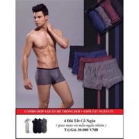 Combo 4 quần sịp Men Thông hơi  4 đôi tất cổ thấp - size XXL