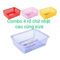 COMBO 4 RỔ CHỮ NHẬT CAO 2T6 DUY TÂN - KT 34,5*26*10CM