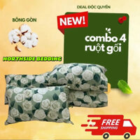 Combo 4 Ruột Gối Đầu, Ruột Gối Bông Gòn Hoạ Tiết Đẹp Chất Liệu Cotton Poly kích thước 45x65cm