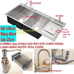 Combo 4 Sản Phẩm Chậu Rửa Chén Bát INOX 304 N3-10048