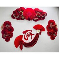Combo 4 sét quạt trang trí decor tết