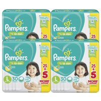 Combo 4 Tã Dán Pampers Baby Dry Gói Đại – Size L L30 (30 Miếng)