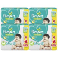 Combo 4 Tã Dán Pampers Baby Dry Gói Đại – Size M M34 (34 Miếng)