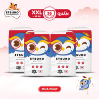 Combo 4 Tã/Bỉm Quần ETSUKO Size XXL 36 Miếng - Thấm Hút Vượt Trội, Đai Chun Co Giãn Mềm Mại, Không Hăm Ngứa