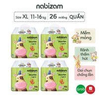 COMBO 4 TãBỉm Quần NABIZAM UltraThin Công Nghệ Thấm Hút Từ Hàn Quốc, Mỏng Nhẹ Và Chống Tràn Size XL từ 12kg26 miếng