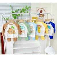 Combo 4 ( TẶNG 1 ) Bộ dài tay thun tăm lạnh cho bé in hình dễ thương, đáng yêu từ 5 -15kg - L2 (Màu,Hoạ Tiết ngẫu nhiên)