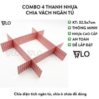 Combo 4 Thanh Nhựa Chia Vách Ngăn Tủ Giúp Sắp Xếp Đồ Đạc Gọn Gàng