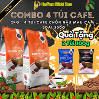 (Combo 4 Túi) Cà Phê Chồn Nâu Bảo Tín 500g (Túi Cam), Dạng Cafe Mạnh Đen Đá, Sánh Béo Thơm Đậm Đà