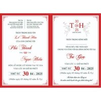 Combo 400 thiệp cưới kèm phong bì mã TN40 , in ấn đầy đủ thông tin theo yêu cầu, xu hướng 2025