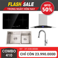 Combo 410 bếp từ Kocher Đức, máy hút mùi, chậu và vòi