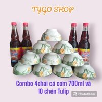 Combo 4chai nước chấm cá cơm Hưng Việt và bộ 10 chén