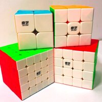 Combo 4 Rubik QiYi Gift Box 2 stickerless - rubik 2x2, rubik 3x3 , rubik 4x4, rubik 5x5