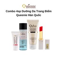 Combo 4sp Son dưỡng, Tẩy trang, Sữa rửa mặt, Kem dưỡng da Collagen Queenie Hàn Quốc