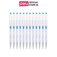 Combo 5-10-20 Bút Bi Bấm Deli EQ24 Ngòi 0.7mm - Mực XanhĐenĐỏ - Bút bi dầu phù hợp học sinh văn phòng - Combo 10 chiếc - Xanh
