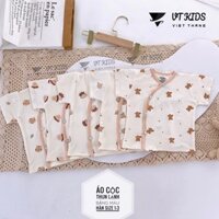 Combo 5 Áo Cộc Tay Sơ Sinh Cài Lệch VTKids Vải Petit Thun Lạnh, Bảng Màu Kem Hàn Mềm Mát Cho Bé Từ 3-9kg