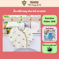 Combo 5 Áo Dài Tay Sơ Sinh Cúc Lệch Cho Bé - Chất Thun Lạnh Đẹp, Màu Kem In Họa Tiết Cute ASS02