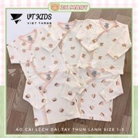 Combo 5 Áo dài tay sơ sinh NÂU BE vạt chéo thun lạnh VTKids cho bé 0-9 tháng 2XMART