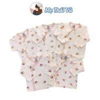 Combo 5 Áo dài tay sơ sinh NÂU BE vạt chéo thun lạnh VTKids cho bé 0-9 tháng Mẹ Thái Vũ