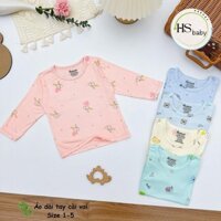 Combo 5 Áo dài tay thun lạnh hoa văn cài vai HS cho bé trai , bé gái 4 đến 14kg ( áo lẻ )