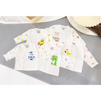 Combo 5 áo dài tay thun lạnh in hình bé sơ sinh đến 9 tháng