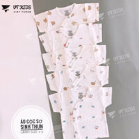 Combo 5 Áo ngắn tay sơ sinh, áo cộc tay cài lệch chất thun lạnh siêu mềm mát cho bé trai, bé gái sơ sinh