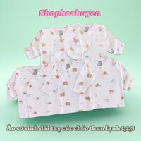 Combo 5 Áo sơ sinh Dài Tay cúc chéo thun lạnh siêu mềm mại an toàn khi dùng cho trẻ 0-9kg