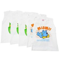 Combo 5 áo tay lỡ trắng bé trai