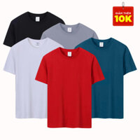 Combo 5 áo thun nam cổ tròn basic tay ngắn, chất vải mềm, thoáng mát, thấm hút mồ hôi tốt