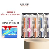 Combo 5 bàn chải niềng răng Powerdent - tặng kèm hộp 20 bàn chải kẽ Korona vệ sinh răng niềng chuyên dụng AZ Oralcare