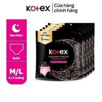 Combo 5 Băng Vệ Sinh Kotex Ban Đêm Dạng Quần cỡ M/L 5 miếng, M/L 2 miếng, L/XL 2 miếng