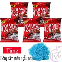 Combo 5 bịch Bánh xốp Socola Kitkat 2F 12 Thanh / gói 204g (12 x 17g) Tặng 1 bông tắm - Nestle Cocoa Sô cô la