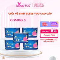 Combo 5 bịch giấy vệ sinh không lõi cao cấp Bless you lốc 6 cuộn