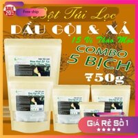 Combo 5 bịch zip 750g Dầu Gội & Xả túi lọc 15 vị thảo mộc