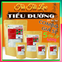 Combo 5 bịch zip Trà Túi Lọc Hỗ trợ điều trị Tiểu Đường 450g (150 túi lọc x 3g) - Trà Dược Liệu Hồng Lan