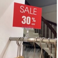 Combo 5 biển sale A5 ( từ 10% đến 50%)  và 3 kẹp mica 2 đầu 11cm V06