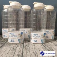 Combo 5 Bình Đựng Nước Lock&amp;Lock HAP812 1,5L Trắng - Hàng Chính Hãng