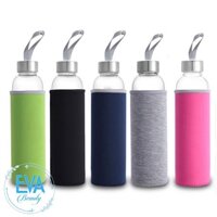 Combo 5 Bình Nước Thuỷ Tinh Nắp Dây Xách 500 Ml Có Vỏ Bọc Vải Giữ Nhiệt Nhiều Màu Cao Cấp M3539
