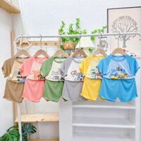 Combo 5 bộ cộc tay thun lạnh trơn in hình cho bé trai, bé gái từ 4-15kg (0-3 tuổi)