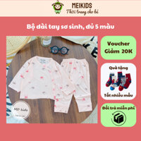 Combo 5 Bộ Dài Tay Cho Bé Sơ Sinh Chất Thun Lạnh - Thiết Kế Áo Vạt Lệch, Quần Đáp Đũng BSS01
